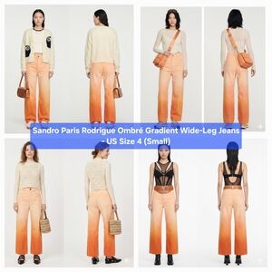 Sandro Paris Rodrigue Ombré Gradient Wide-Leg Jeans US Size 4 (Small)/FR 36